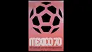 Poster Piala Dunia ke-9 tahun 1970 yang diselenggarakan di Mexico. Mozaik yang membentuk sebuah bola dengan latar merah. Brazil  keluar sebagai juara (Istimewa).