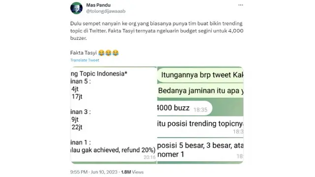 Tiba-Tiba Trending di Twitter 'Fakta Tasyi' yang Membicarakan Kebaikan Tasyi Athasyia. Namun, Muncul Dugaan Bahwa Kembaran Tasya Farasya Membayar Buzzer untuk Memulihkan Nama Baik Usai Berseteru dengan Mantan Karyawan