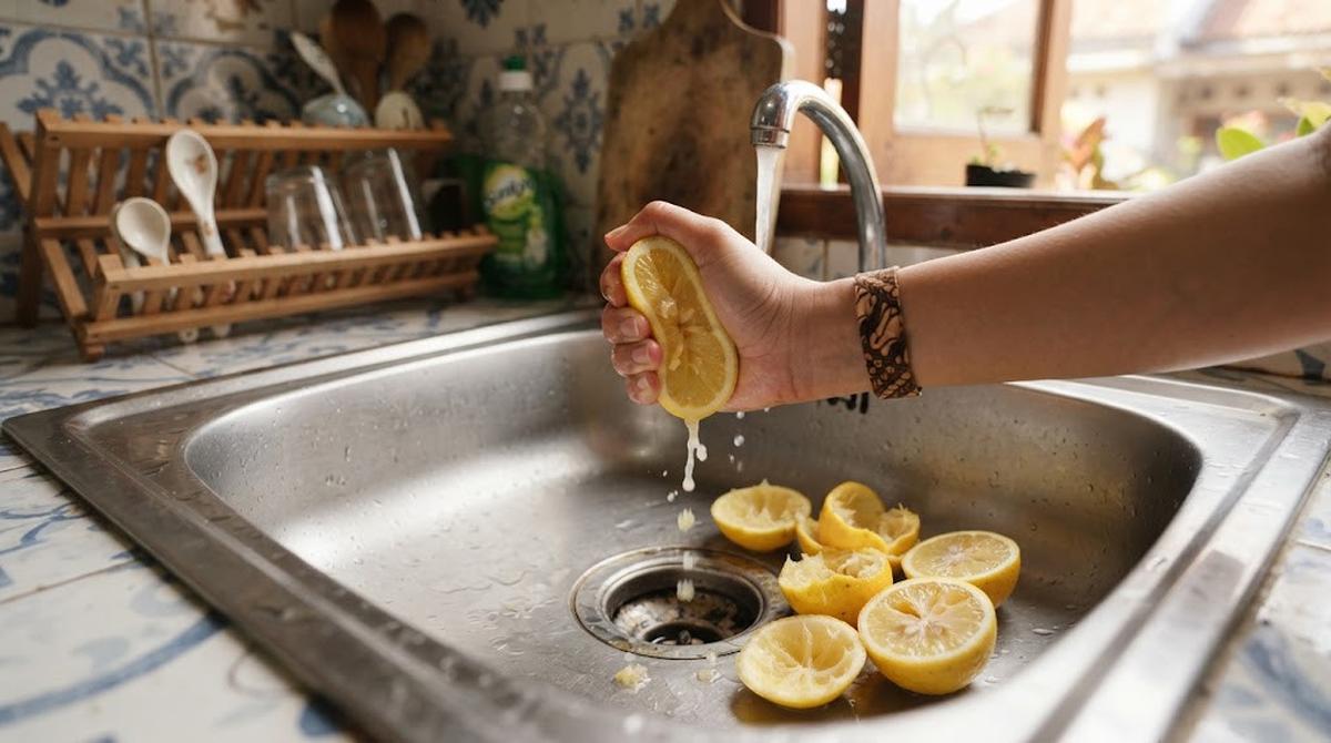 Memeras Perasan Jeruk Lemon untuk Wastafel