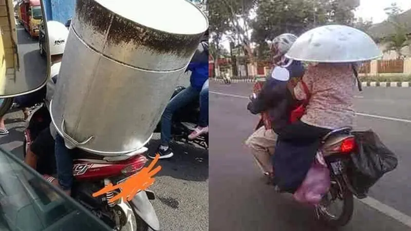 6 Kelakuan Pengendara Bawa Perkakas Dapur Ini Bikin Geleng Kepala