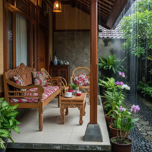 9 Desain Teras Rumah Tetap Kering saat Hujan