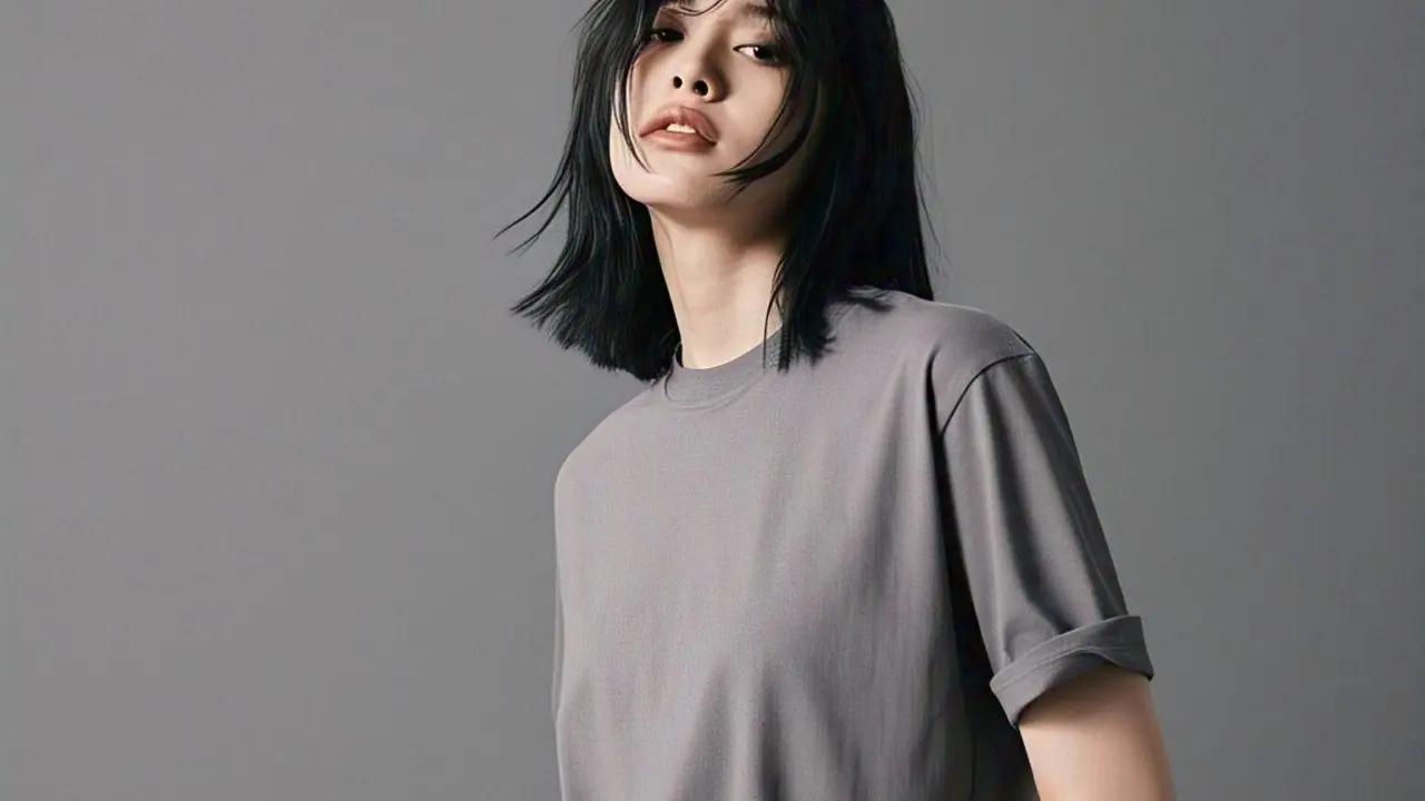 Kaos Polos dengan Potongan Boxy