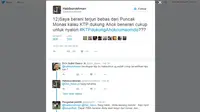 Tweet Politikus Gerindra Habiburokhman terjun dari Monas. (twitter.com)