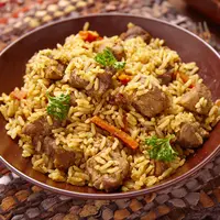 ilustrasi nasi daging/Elena Shashkina/Shutterstock