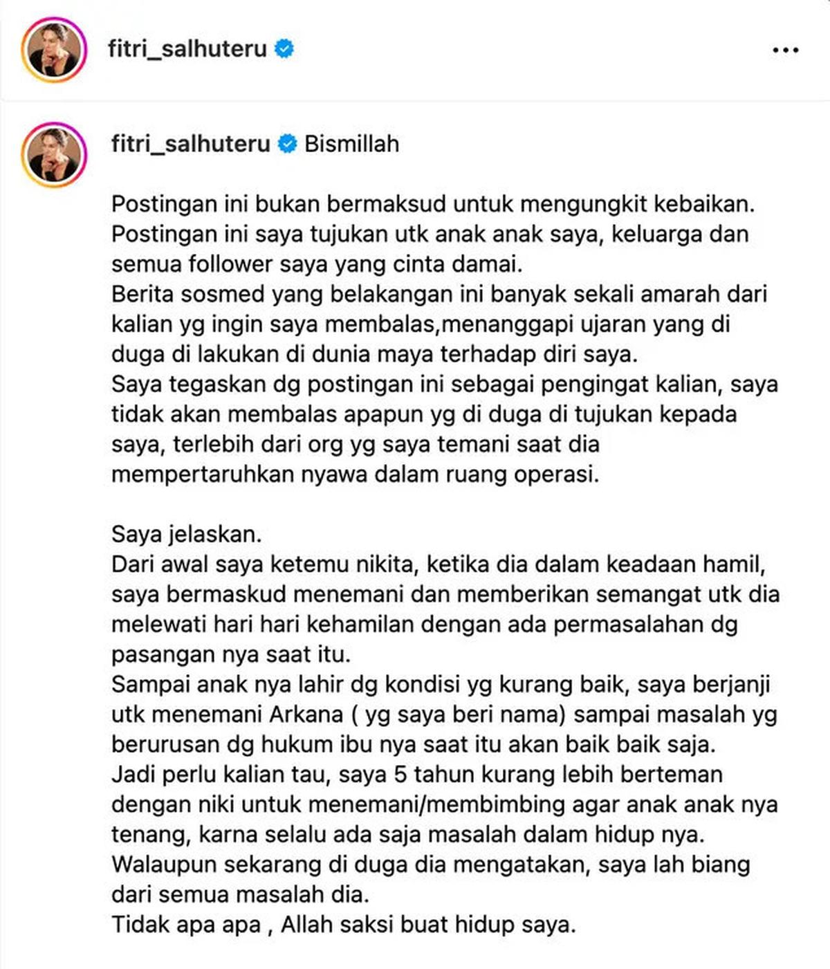 Fitri Salhuteru Jawab Tudingan Jadi Biang Keladi Masalah Nikita Mirzani: Allah Saksi Hidup Buat Saya