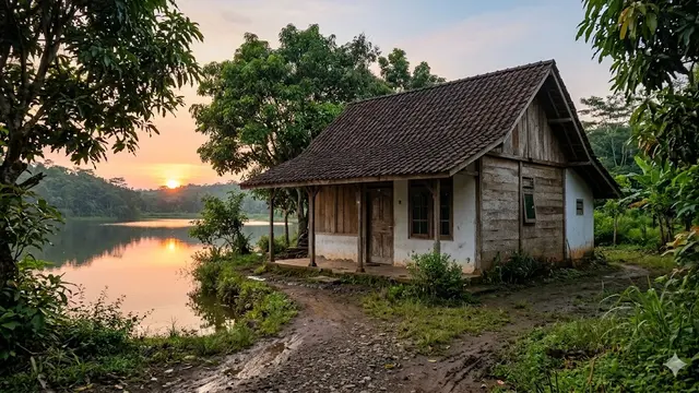 Inspirasi Rumah Hemat Biaya di Desa Pinggir Danau Kecil