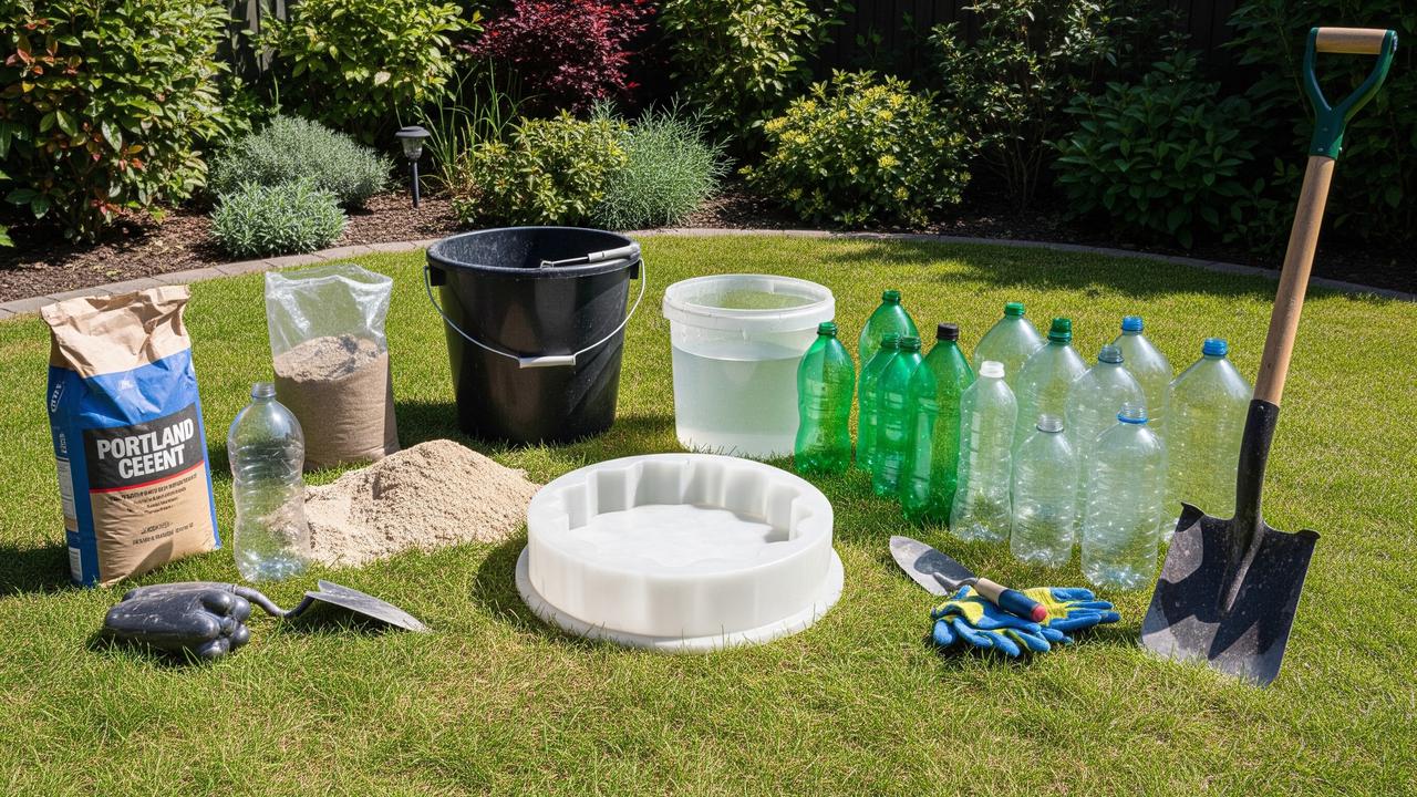 Membuat Batu Pijakan Taman dari Botol Plastik