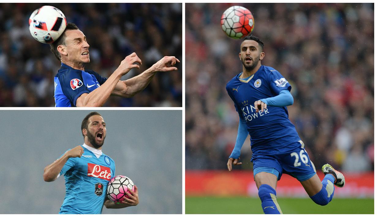 Kabar transfer terkini, Selasa (19/7/2016), sukses mendatangkan N’Golo Kante, Chelsea mengincar pemain Leicester lainnya yaitu Riyad Mahrez sementara itu, Arsenal berusaha mengejar tanda tangan bomber Napoli, Gonzalo Higuain. (AFP)