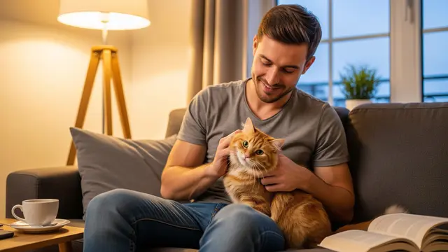 Seorang Pria dan Kucing Peliharaannya
