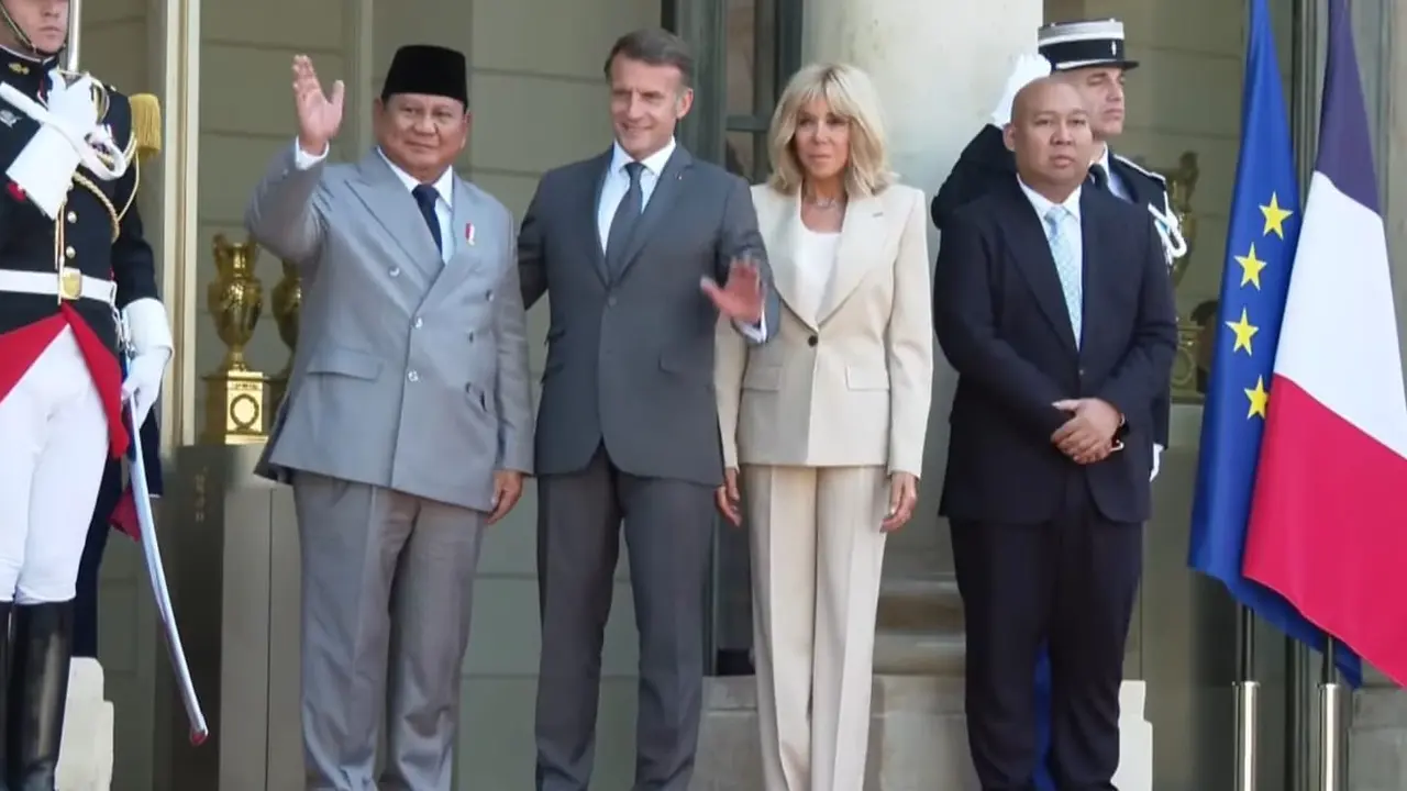 Presiden Republik Indonedia, Prabowo Subianto dan Presiden Prancis Emmanuel Macron (Youtube Sekretariat Presiden)