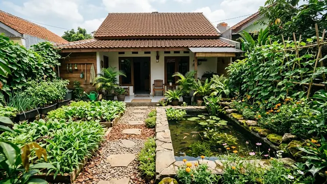 Rumah Kecil Type 45 dengan Kebun Sayur Belakang Rumah (Foto: Gemini AI)