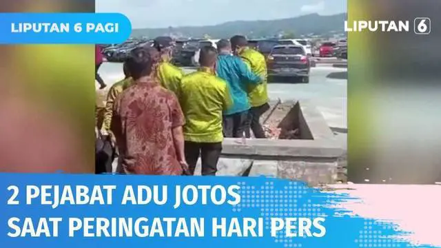 Adu jotos dua Kepala Dinas terjadi di halaman Masjid Al-Alam Kota Kendari, Sulawesi Tenggara, pada Rabu pagi. Aksi memalukan dua pejabat daerah ini terjadi tepat pada peringatan Hari Pers Nasional.