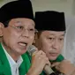 Ketum PPP versi Muktamar Jakarta, Djan Faridz menggelar jumpa pers di DPP PPP, Jakarta, Jumat (7/10). PPP kubu Djan Faridz menyatakan mendukung kepada Basuki Tjahaja Purnama (Ahok)-Djarot Saiful Hidayat di Pilkada DKI 2017. (Liputan6.com/Faizal Fanani)