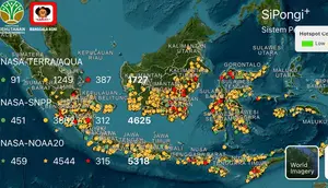 Update Sebaran Hotspot Kebakaran Hutan Kalteng dan Sumsel