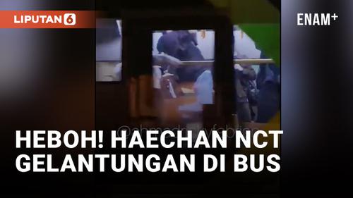 VIDEO: Lee Haechan Gelantungan di Bus saat NCT 127 Tiba di Jakarta