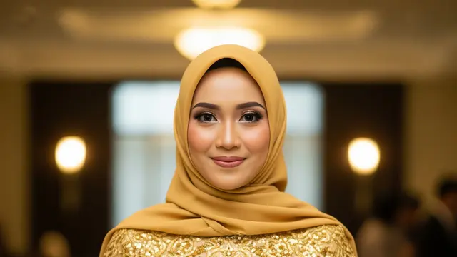 Model Gamis Batik Brokat Warna Gold