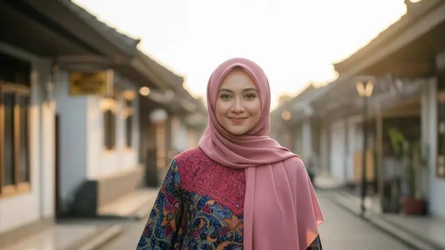 Model Gamis Batik Mix Tile Brokat Tanpa Berlebihan