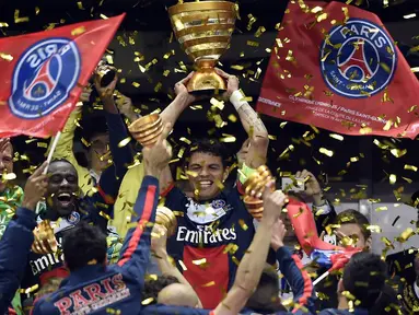 Paris Saint-Germain menjuarai Piala Liga Perancis Sabtu (19/4/2014) (AFP Photo/Franck Fife).
