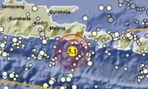 Gempa Magnitudo 5,1 mengguncang wilayah Jember Jatim, Selasa (26/6/2026), pukul 15.39.10 WIB. (Liputan6.com/ Dok BMKG)