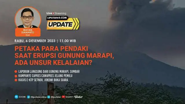 Erupsi Gunung Marapi yang terjadi pada Minggu (3/12/2023) menyisakan duka bagi banyak orang. Pasalnya, letusan itu mengakibatkan puluhan pendaki terjebak di atas gunung.