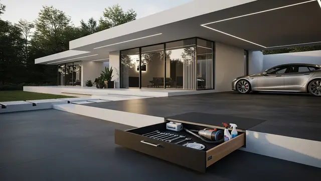 Desain Carport Menyatu dengan Ruangan Penyimpanan
