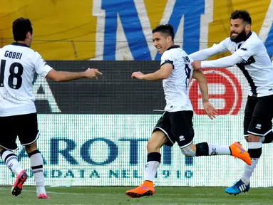 Jose Mouri (tengah) berhasil mencetak gol tunggal kemenangan Parma atas Juventus pada menit ke-60 (AP Photo/Marco Vasini)