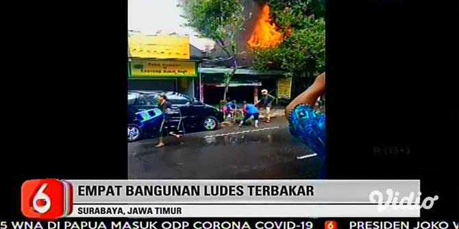 VIDEO : Kebakaran di Jalan Manyar Surabaya Hanguskan 4 Bangunan dan 6 Motor