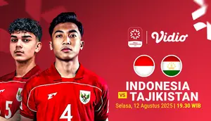 Live Streaming Piala Kemerdekaan 2025 Indonesia vs Tajikistan eksklusif di Vidio. (Sum. dok. vidio.com)