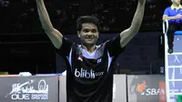 Bentuk kegembiraan di wajah Ricky setelah menjadi juara Singapura terbuka 2015