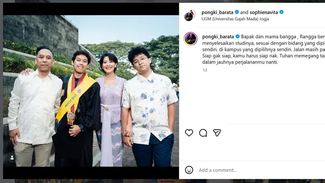 anak Pongki Barata lulus UGM (instagram.com/pongki_barata)