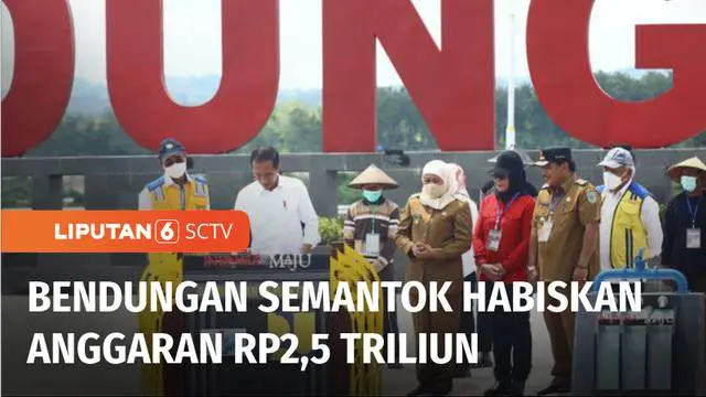 Presiden Joko Widodo meresmikan Bendungan Semantok di Kabupaten Nganjuk, Jawa Timur. Bendungan berkapasitas 30,26 juta meter kubik ini diproyeksikan mampu mengairi sawah seluas 1.900 hektar, guna meningkatkan produktivitas petani.