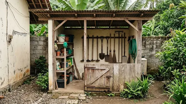 Gudang Terbuka dengan Pintu Kayu