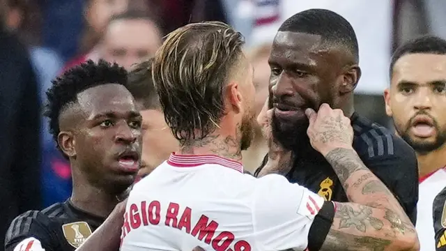 Foto: Momen Sergio Ramos Gemes Cubit Pipi Antonio Rudiger, Sevilla Imbang Kontra Real Madrid