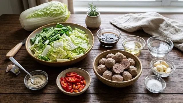 Resep Sawi Putih Bakso