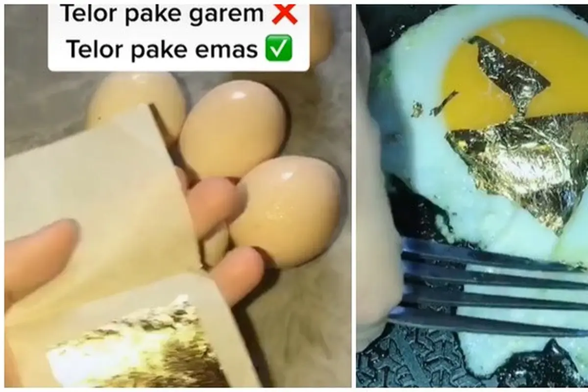 Viral, Wanita Ini Masak Mie Goreng dan Telur Pakai Lembaran Emas 24 Karat