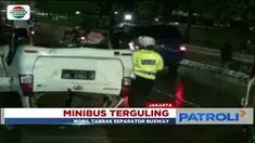 Sebelum terguling, mobil diketahui oleng dan sempat menabrak pembatas jalur busway.
