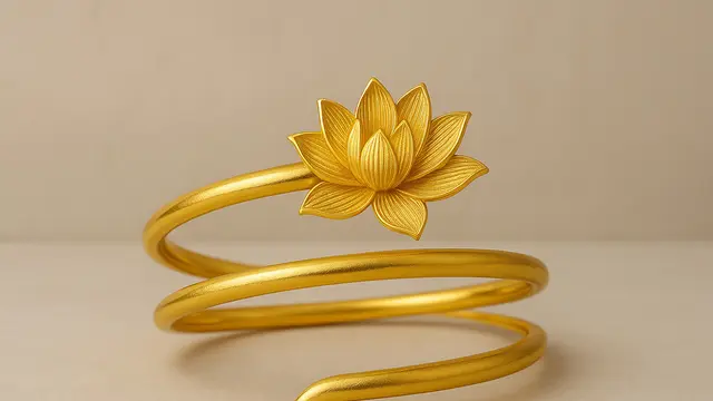 Desain Gelang Lilit Emas Motif Bunga 24 Karat Terbaru 2025/AI