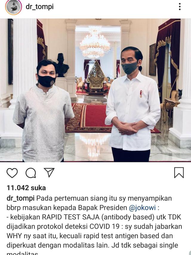 4 Usulan Tompi Untuk Presiden Jokowi Soal Wabah Corona Covid 19 Showbiz Liputan6 Com
