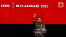Presiden Joko Widodo atau Jokowi menyampaikan sambutan saat pembukaan Rakernas I dan HUT ke-47 PDIP di JIEXPO Kemayoran, Jakarta, Jumat (10/1/2020). Rakernas ini bertajuk 'Solid Bergerak Wujudkan Indonesia Negara Industri Berbasis Riset dan Inovasi Nasional'. (Liputan6.com/Johan Tallo)