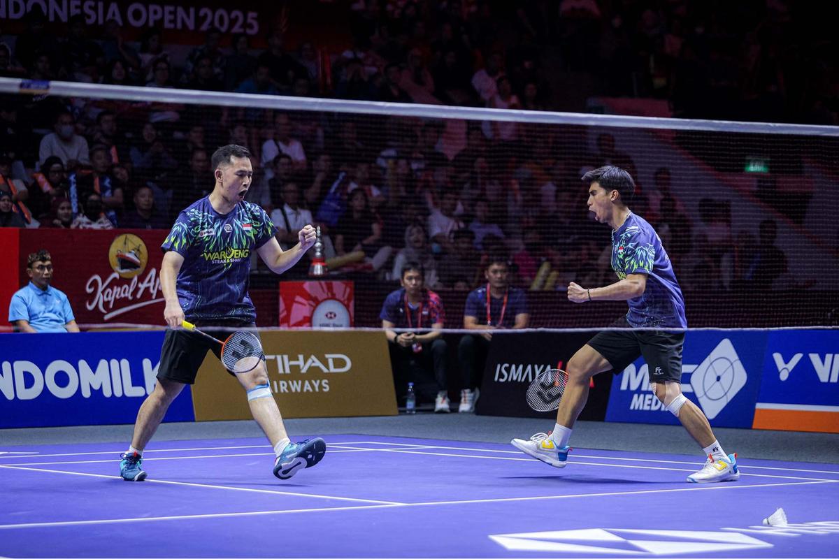 FOTO: Ganda Putra Indonesia Sabar/Reza Lolos ke Final Indonesia Open 2025
