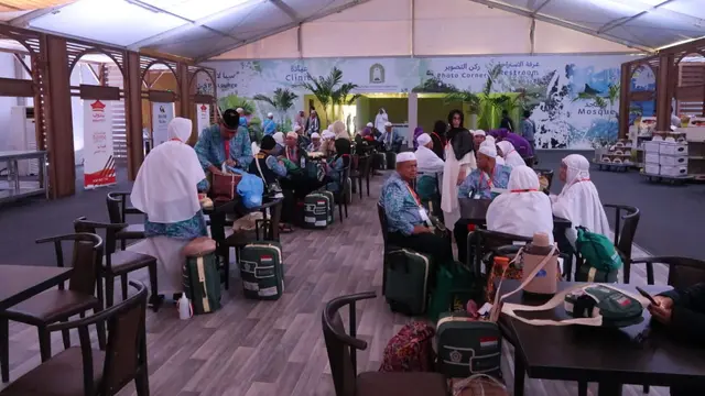Jemaah haji yang akan kembali ke Indonesia melalui jalur Eyab. Darmawan/MCH