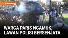 Bentrok pecah antara polisi dan ribuan demonstran di Paris pada Kamis (18/9), saat massa turun ke jalan menentang kebijakan Presiden Prancis Emmanuel Macron.