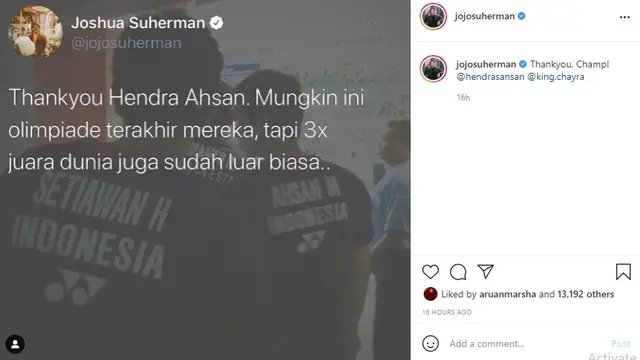 Joshua Suherman (Foto: Instagram/jojosuherman)