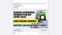 Cek Fakta: Tidak Benar Link Pendaftaran CPNS BUMN 2025 untuk Lulusan SMA/SMK