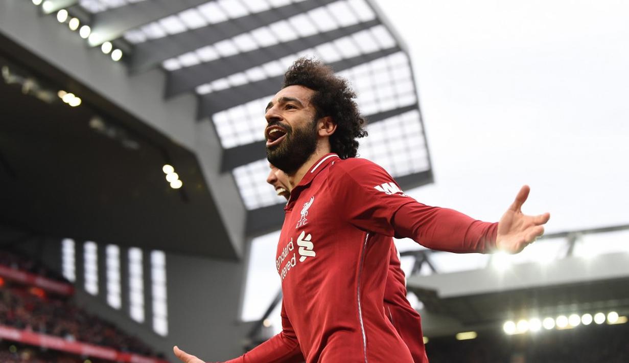 Salah didatangkan Liverpool dari AS Roma dengan mahar tak kurang dari 30 juta pounds. Pada musim pertama, Salah langsung tampil impresif dan memukau banyak penggemar di Anfield. (AFP/Paul Ellis)