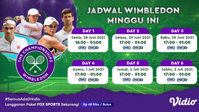 Jadwal dan Link Streaming Grand Slam Wimbledon Eksklusif di Vidio, 28 Juni Hingga 3 Juli 2021