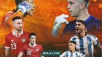 FIFA Matchday - Timnas Indonesia Vs Argentina_Syahrul Trisna, Elkan Baggott, Marc Klok Vs Emiliano Martinez, Lisandro Martinez, Rodrigo de Paul (Bola.com/Adreanus Titus)