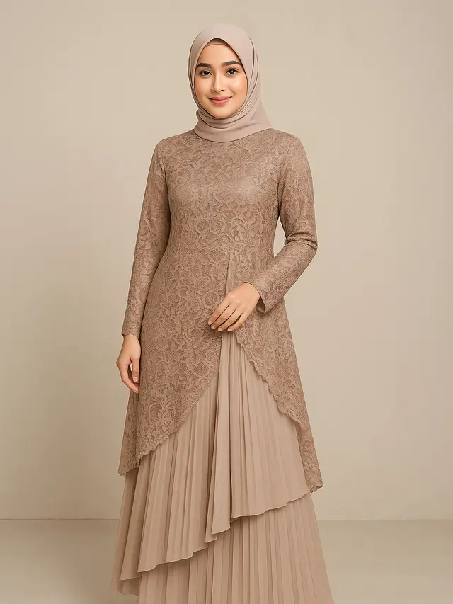 Model Gamis Brokat Full Layer Depan 2025/Ilustrasi AI