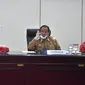 Gubernur Sulteng, Longki Djanggola saat memimpin rapat penanganan Covid-19 pada bulan April, 2020. (Foto: Humas Pemprov Sulteng).