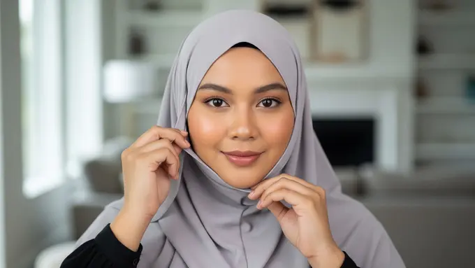 Styling Hijab Lebaran yang Cocok untuk Wajah Bulat Biar Tirus di Foto/Gemini AI
